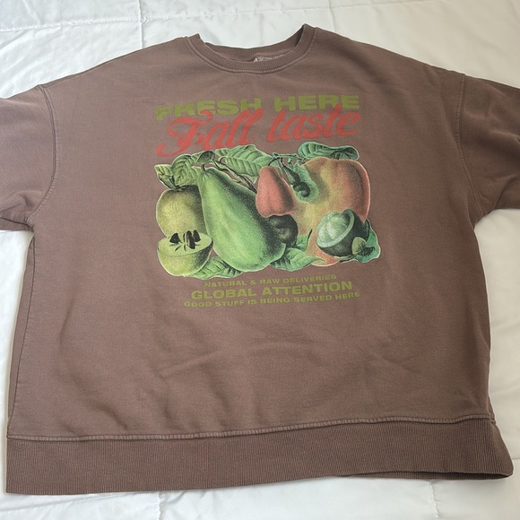 Pull&Bear Brown Fruit Graphic Sweater - Picture 4 of 6